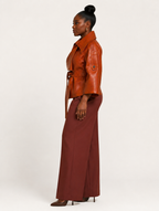 Croc Belted Leather Jacket