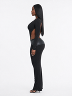 Plunge Backless Maxi Dress