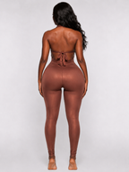 Copper Jacquard Plunge Jumpsuit
