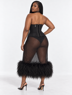 Midnight Feather Corset Set