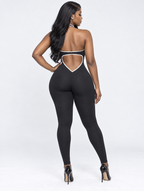 Contrast Piping Halter Catsuit