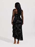 Floral Ruffle Slit Maxi