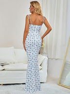 Floral tight spaghetti strap maxi dress