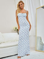 Floral tight spaghetti strap maxi dress