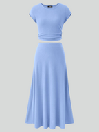 Two piece skirt elastic waist midi skirt