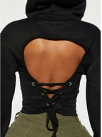 Casual Sexy Tie Back Hoodie