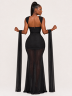 Black Scarf Corset Gown