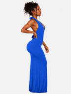Sultry Plunge Halter Gown